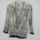 Nicola black and white paisley pleated button front blouse for women