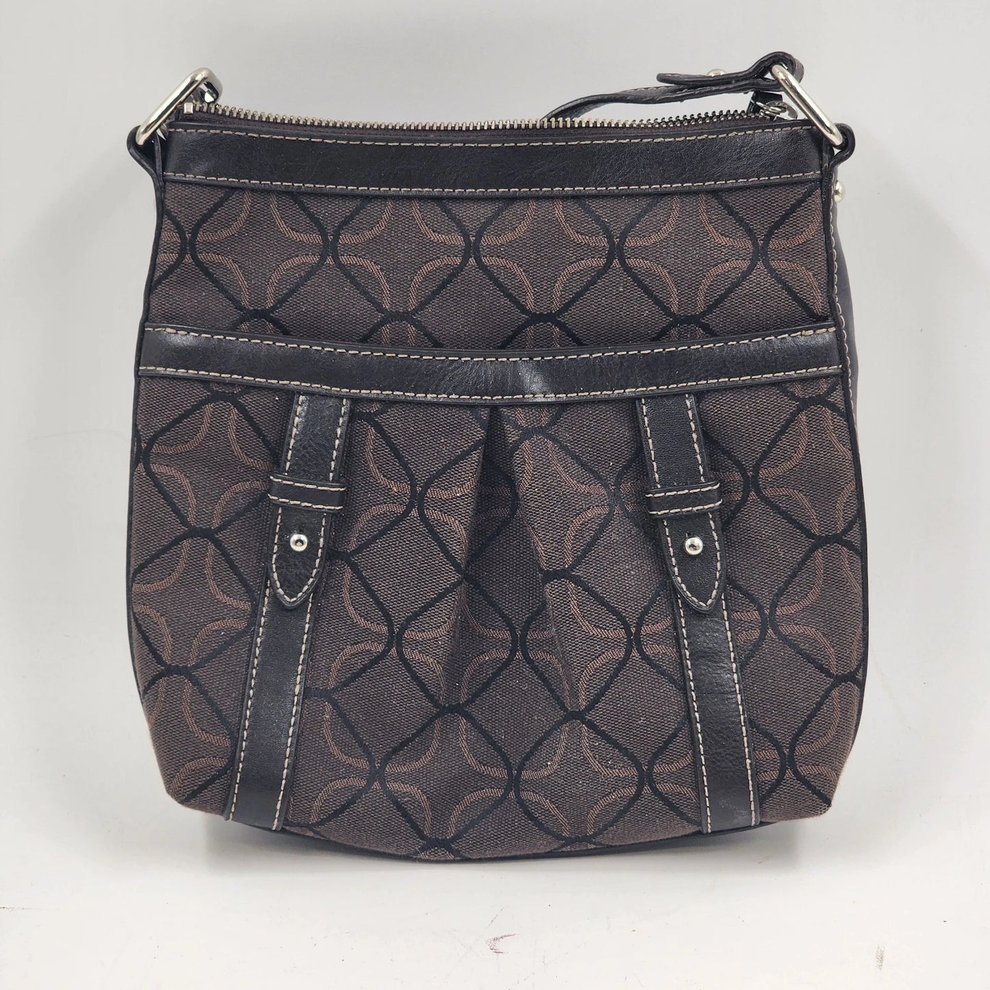 Nine West brown signature monogram handbag satchel purse