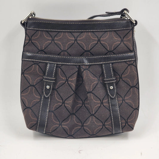 Nine West brown signature monogram handbag satchel purse