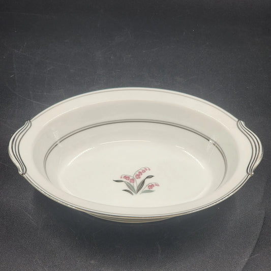 Noritake Crest 5421 oval vegetable serving bowl with platinum trim