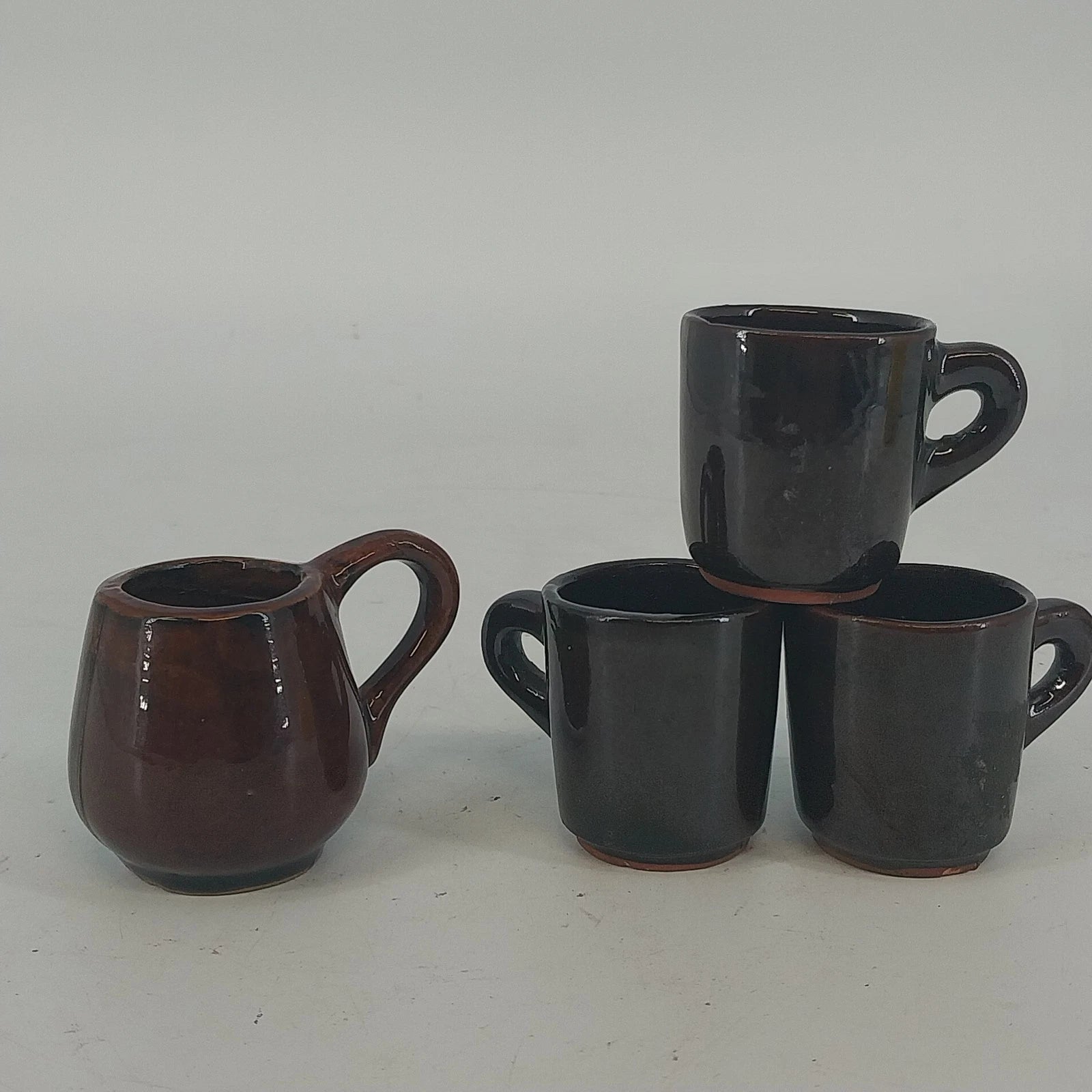Vintage Pacific Japan miniature earthenware coffee cups set
