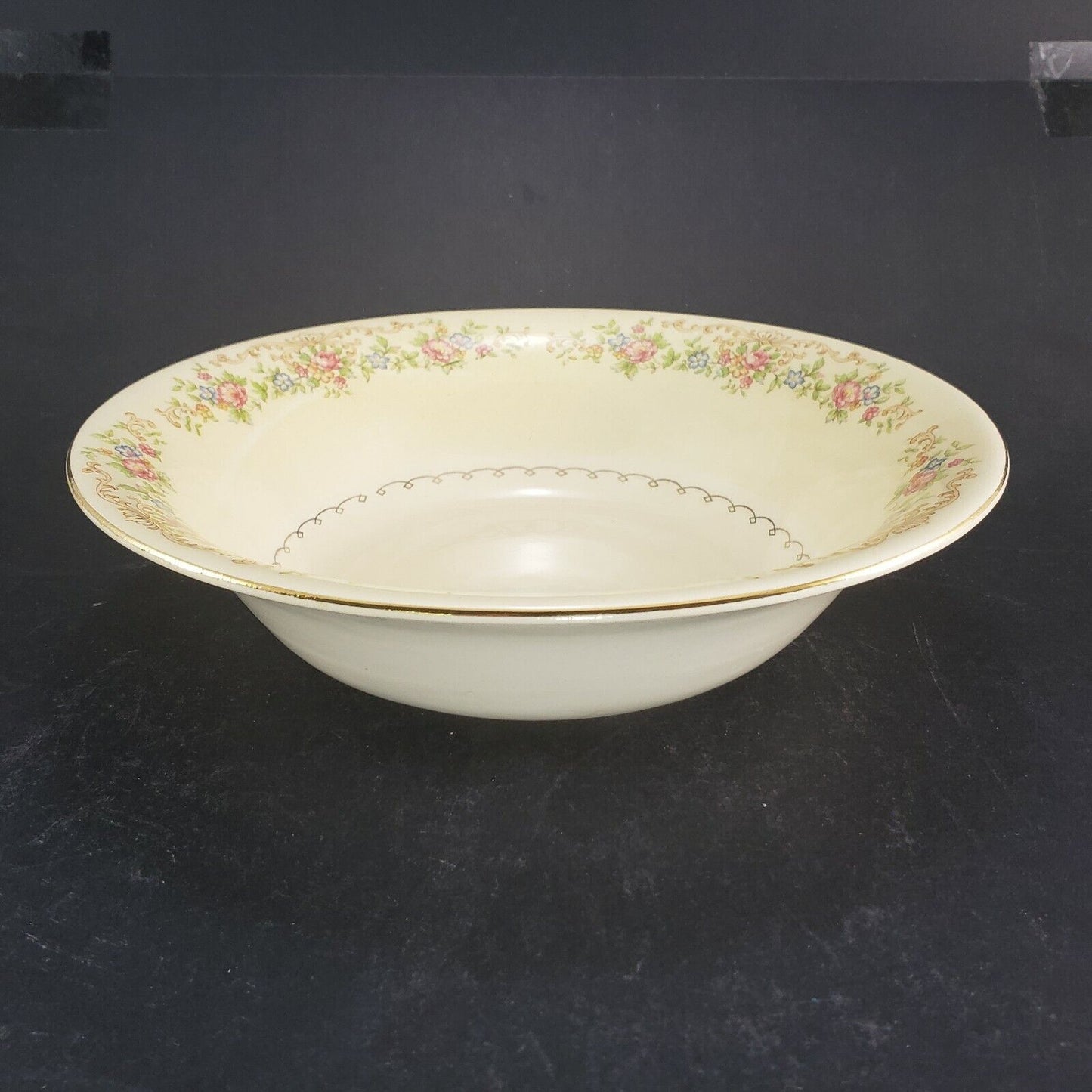 Vintage Paden City Pottery Marlene Lace pattern round vegetable bowl