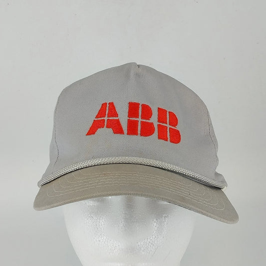 Gray Paramount baseball cap with embroidered ABB logo and leather buckle strap