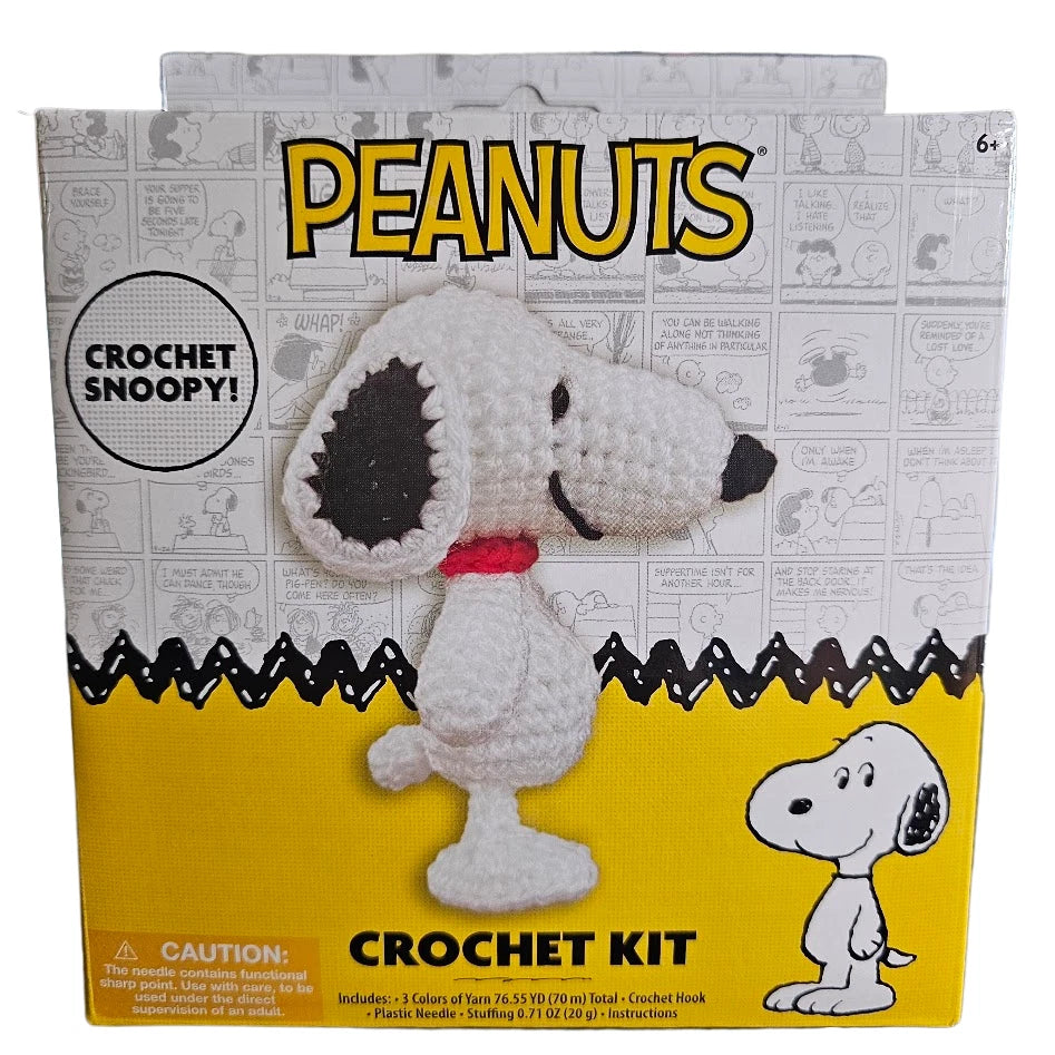Peanuts Snoopy crochet kit with yarn hook and stuffing