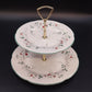 Pfaltzgraff Winterberry two tier stoneware serving tray with holly pattern