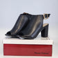 Black Pierre Dumas Holly 1 peep toe ankle boots with gold clasp
