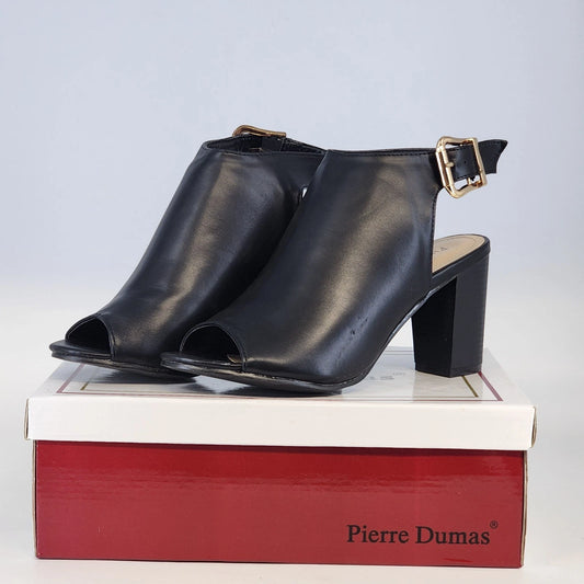 Black Pierre Dumas Holly 1 peep toe ankle boots with gold clasp