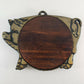 pig shaped trivet cast metal wood vintage