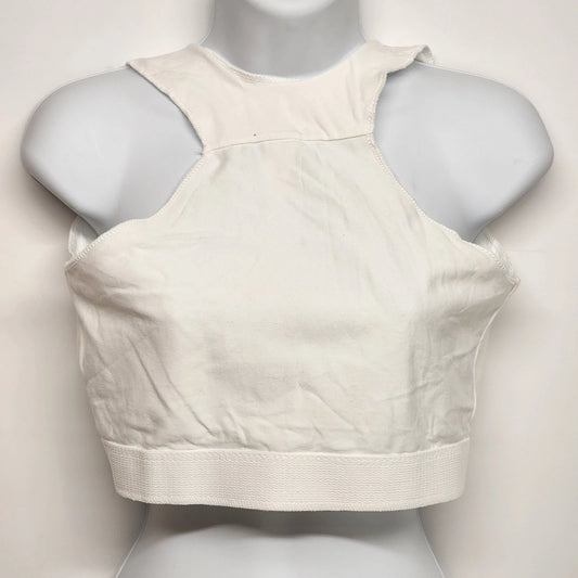 Large post op surgical recovery bra with cotton lycra fabric and hook and loop straps