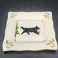 Prairie Dog Pottery Black Newfoundland Candy Cane Christmas Plate 9.25" Square