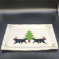 Vintage ceramic Christmas platter with two black dogs in Santa hats