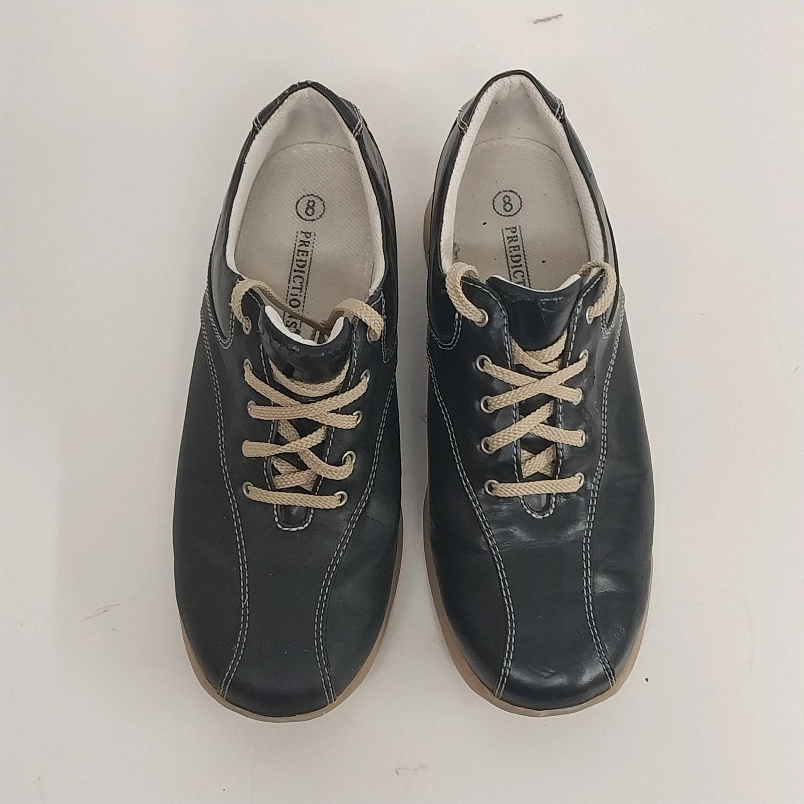 Black Predictions leather sneakers with beige laces