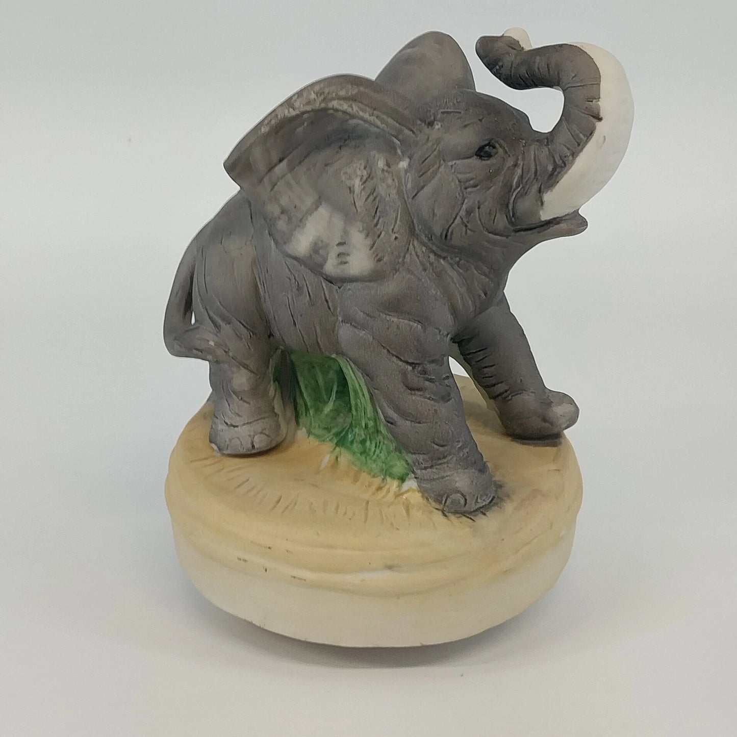 Vintage Prince Albert gray elephant ceramic music box figurine
