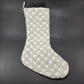 Rachel Zoe silver white beaded Christmas stocking diamond pattern