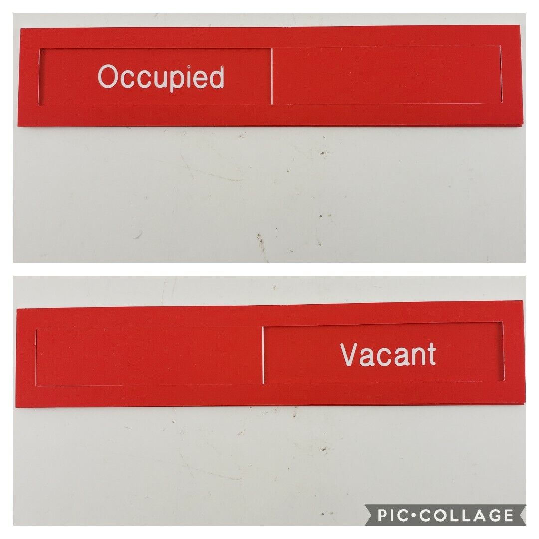 Red sliding occupied vacant door sign 10 inch