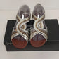 Relativity Cleo metallic silver strappy flat sandals womens 8M