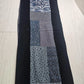 Reversible blue and black patchwork table runner with velvet backing
