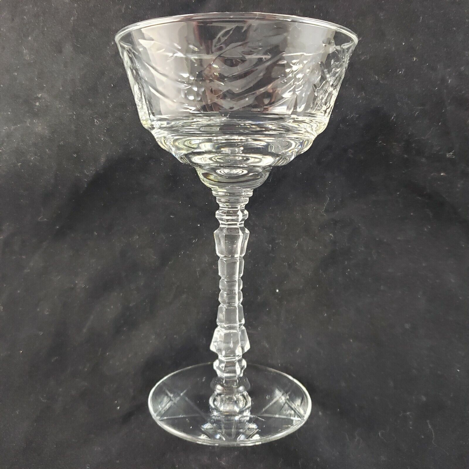 Vintage Rock Sharpe Arctic Rose crystal champagne sherbet glass stemware