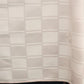 Rose pink square windowpane tablecloth with overlock hem