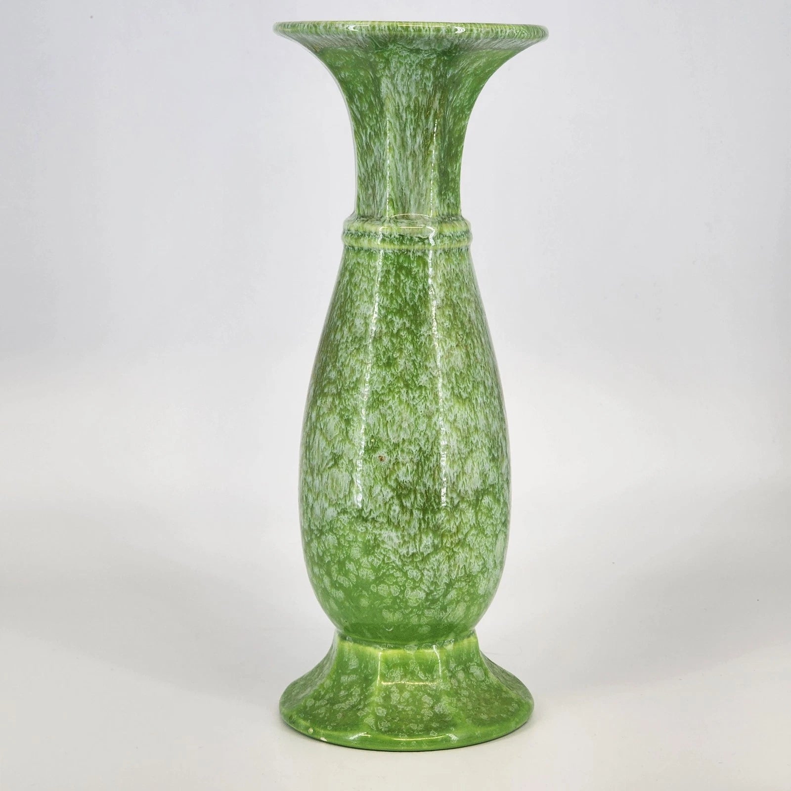 Vintage Royal Haeger green drip glaze ceramic cylinder vase 12 inch