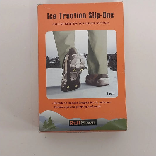 Black Ruff Hewn ice traction slip-ons with steel studs for snow and ice