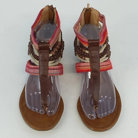 Ruff Hewn red multicolor beaded gladiator sandals
