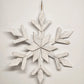 White washed wooden six point snowflake wall decoration