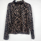 SML Sport women's brown and black zebra print velvet mock neck top
