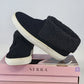 Serra black suede sneaker booties with faux fur lining