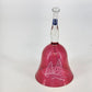 Vintage Sickles cranberry glass bell with etched pine tree winter scene
