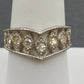 Silver tone chevron rhinestone filigree ring women's size 8.5