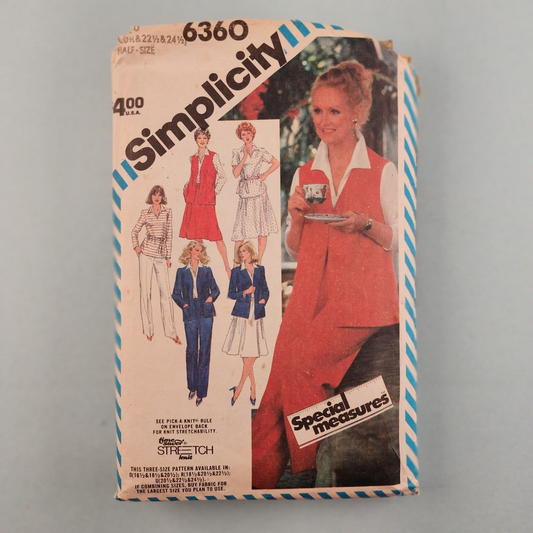 Simplicity 6360 vintage women's jacket vest top pants skirt pattern