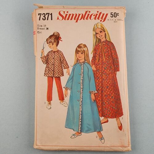 Simplicity 7371 vintage sewing pattern for girls robe top and pants size 10 cut