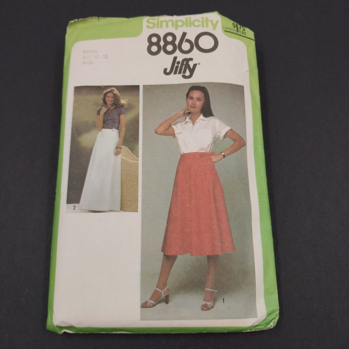 Simplicity 8860 vintage 1970 sewing pattern for misses wrap skirt size 10-12