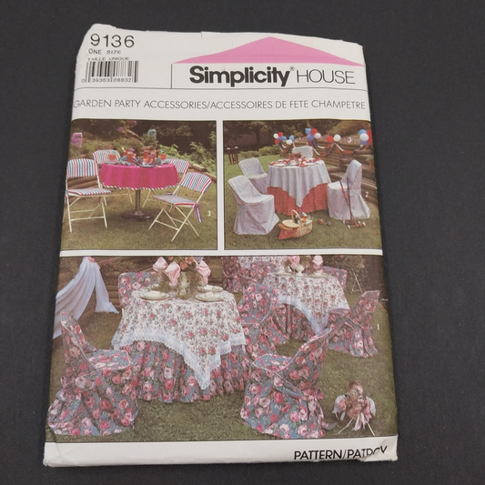 Simplicity 9136 vintage sewing pattern for chair covers and tablecloths