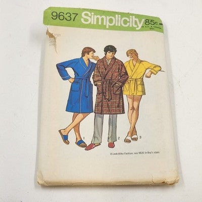 Simplicity 9637 vintage 1971 men's XL robe sewing pattern uncut