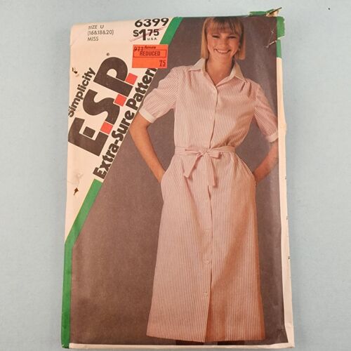 Simplicity ESP 6399 vintage misses shirtwaist dress sewing pattern