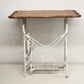 Antique Singer treadle sewing machine table with cast iron base and wood top