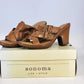 Sonoma Daunt brown leather platform sandals with block heel and buckle strap
