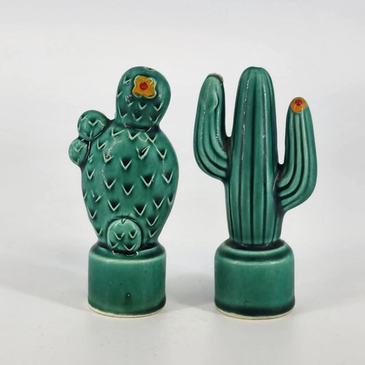 Southwest cactus ceramic salt and pepper shaker set