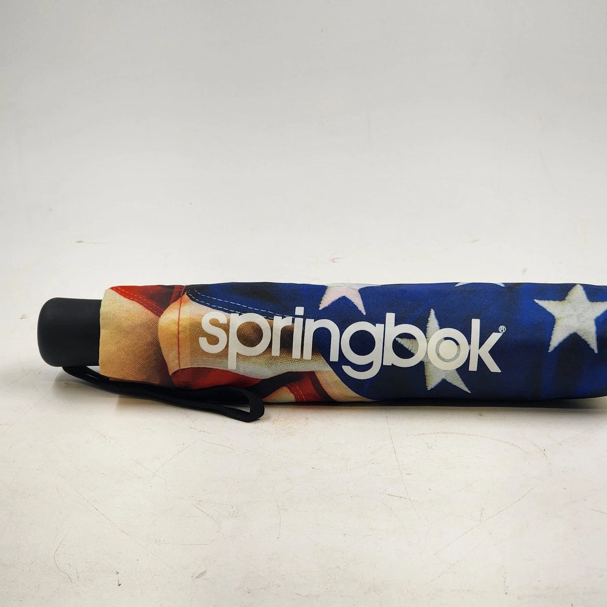 Springbok compact travel umbrella with American flag stars and stripes design