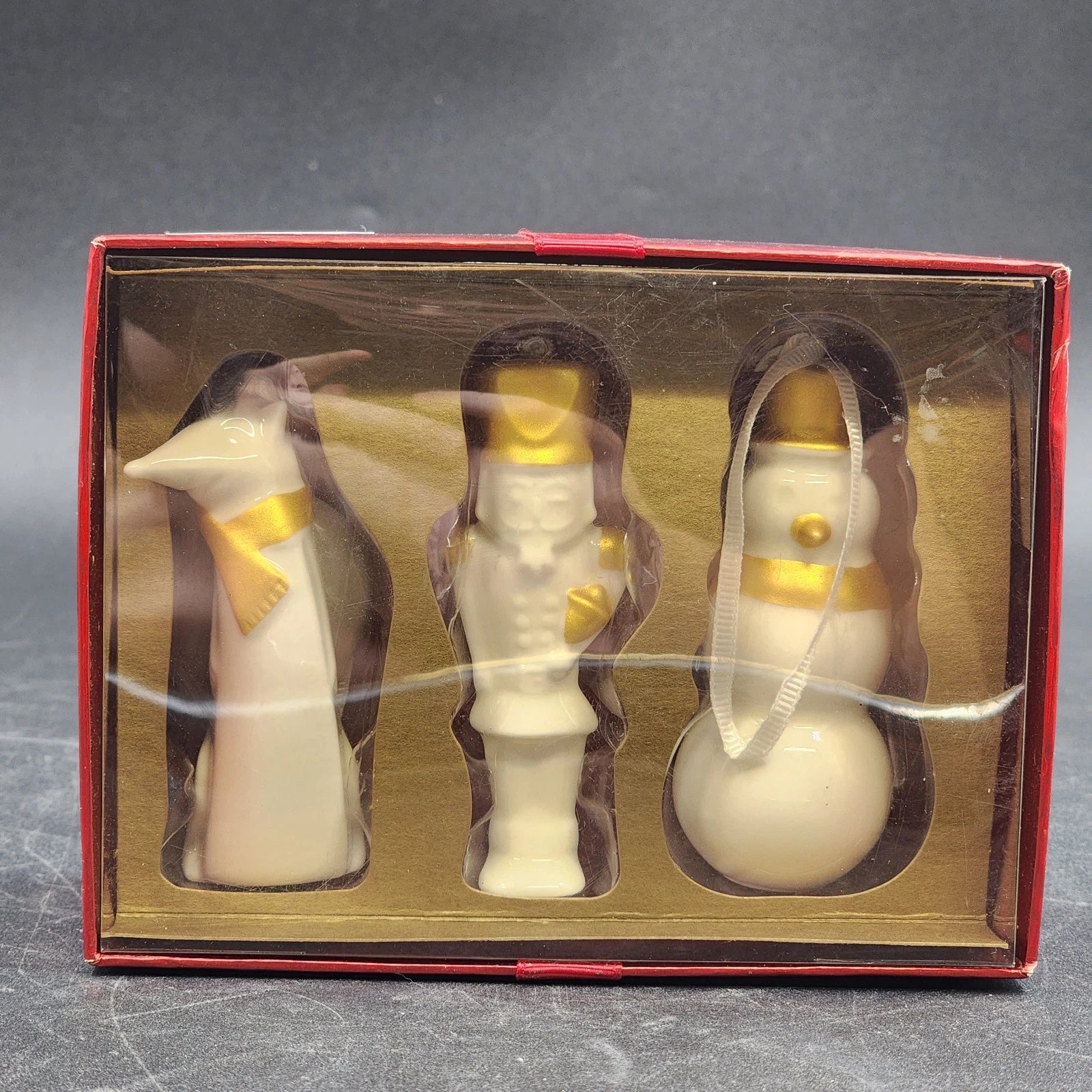 Starbucks ceramic Christmas ornament set with snowman fox and nutcracker
