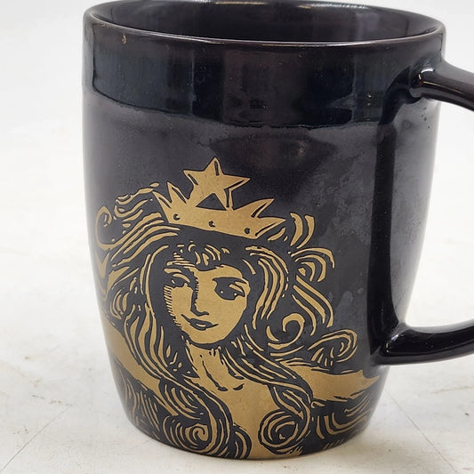 Starbucks 2012 anniversary mug with siren mermaid logo brown copper finish