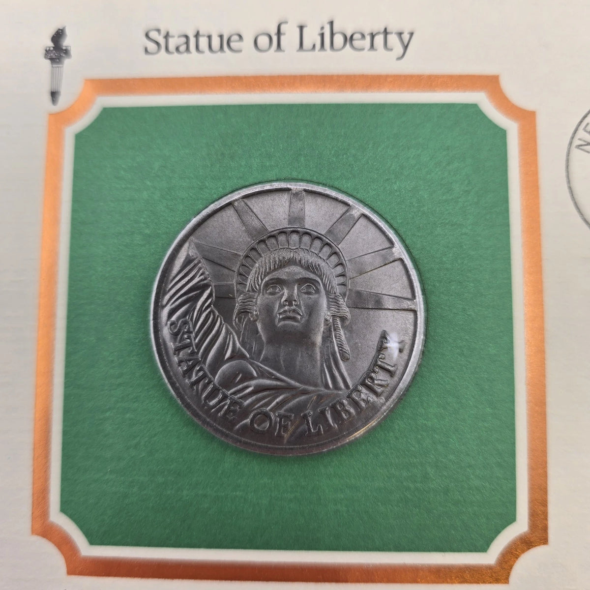 1986 Statue of Liberty silver medal and first day stamp set with COA