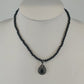 Vintage sterling silver necklace with black onyx teardrop pendant