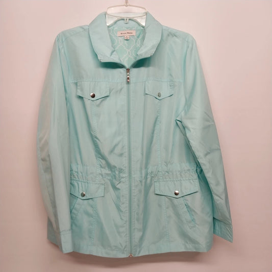 Studio Works womens XL light blue lightweight zip jacket with four pockets