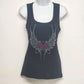 Women’s black ribbed cotton tank top sleeveless scoop neck basic essential