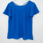 Blue Talbots Petites chiffon blouse with flutter sleeves and V neck