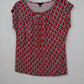 Red Talbots Petites geometric print boat neck blouse