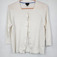 White Talbots cardigan sweater with embroidered dragonfly detail
